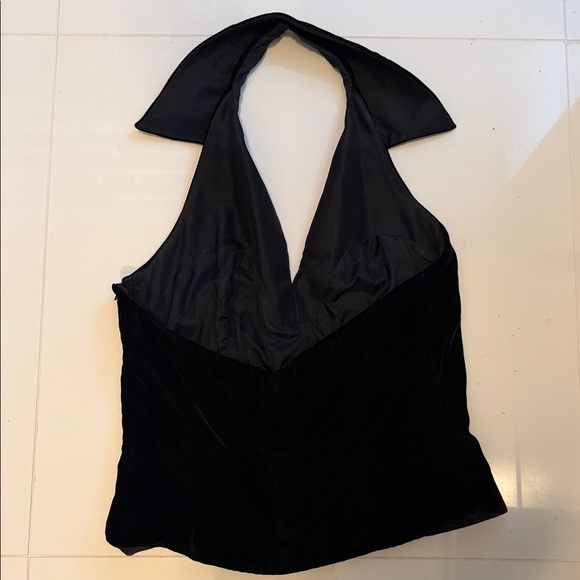 Carmen Marc Valvo Black Halter Blouse - Picture 2 of 7